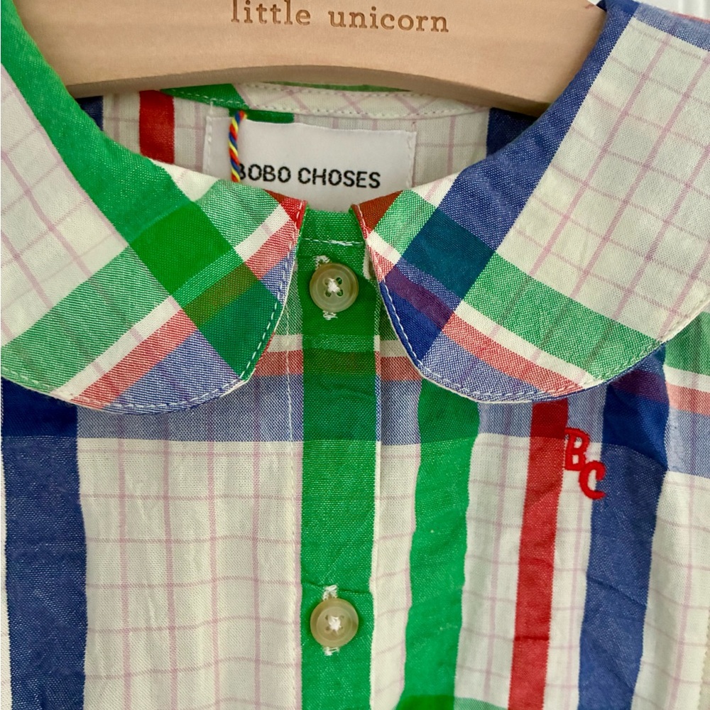 Bobo Choses Madras Checks Ruffle Woven Dress - Picture 3 of 13